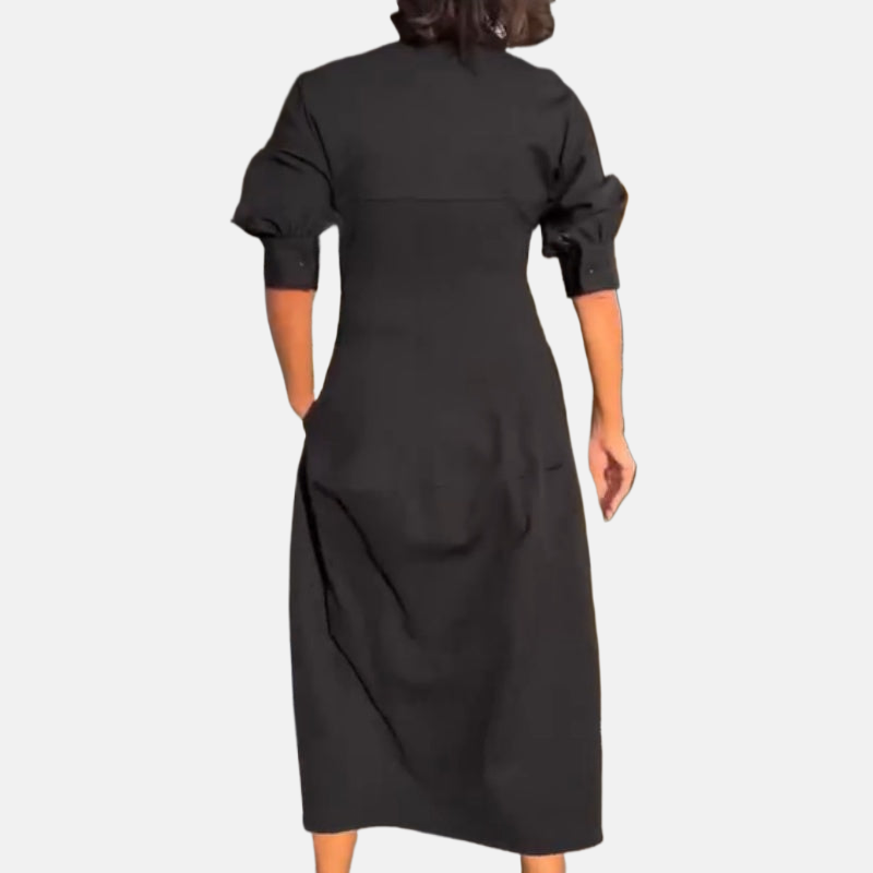 Eleanor | Timeless Midi Dress with High Waist and V-Neck