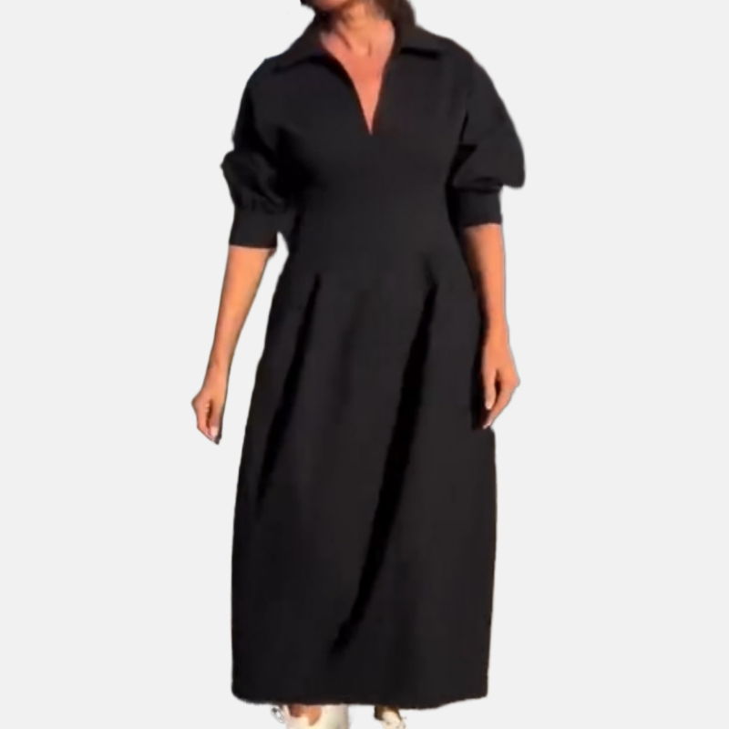 Eleanor | Timeless Midi Dress with High Waist and V-Neck